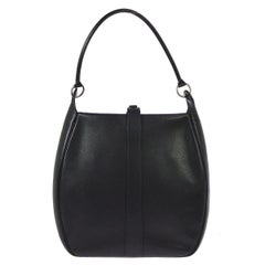 Hermes Black Leather Large Oblong Hobo Top Handle Carryall Shoulder Bag