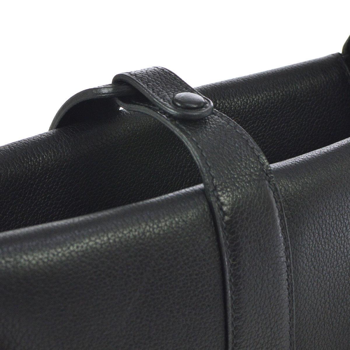 Hermes Black Leather Large Hobo  Top Handle Carryall Shoulder Bag

Leather
Silver tone hardware
Button closure
Leather lining
Date code present 
Made in Frane
Shoulder strap drop 9