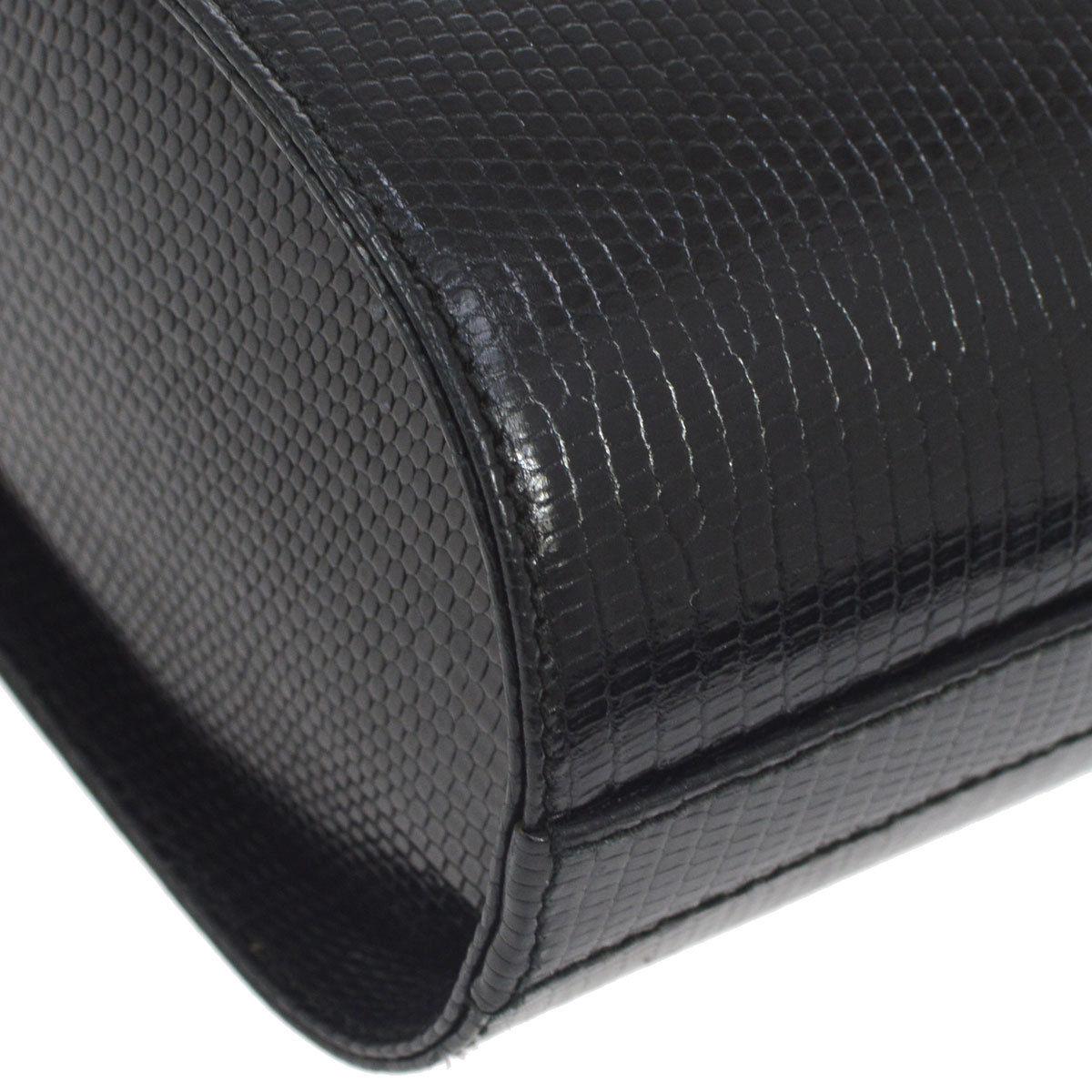 Gucci Black Lizard Leather Top Handle Satchel Vanity Style Mini Small Bag 1