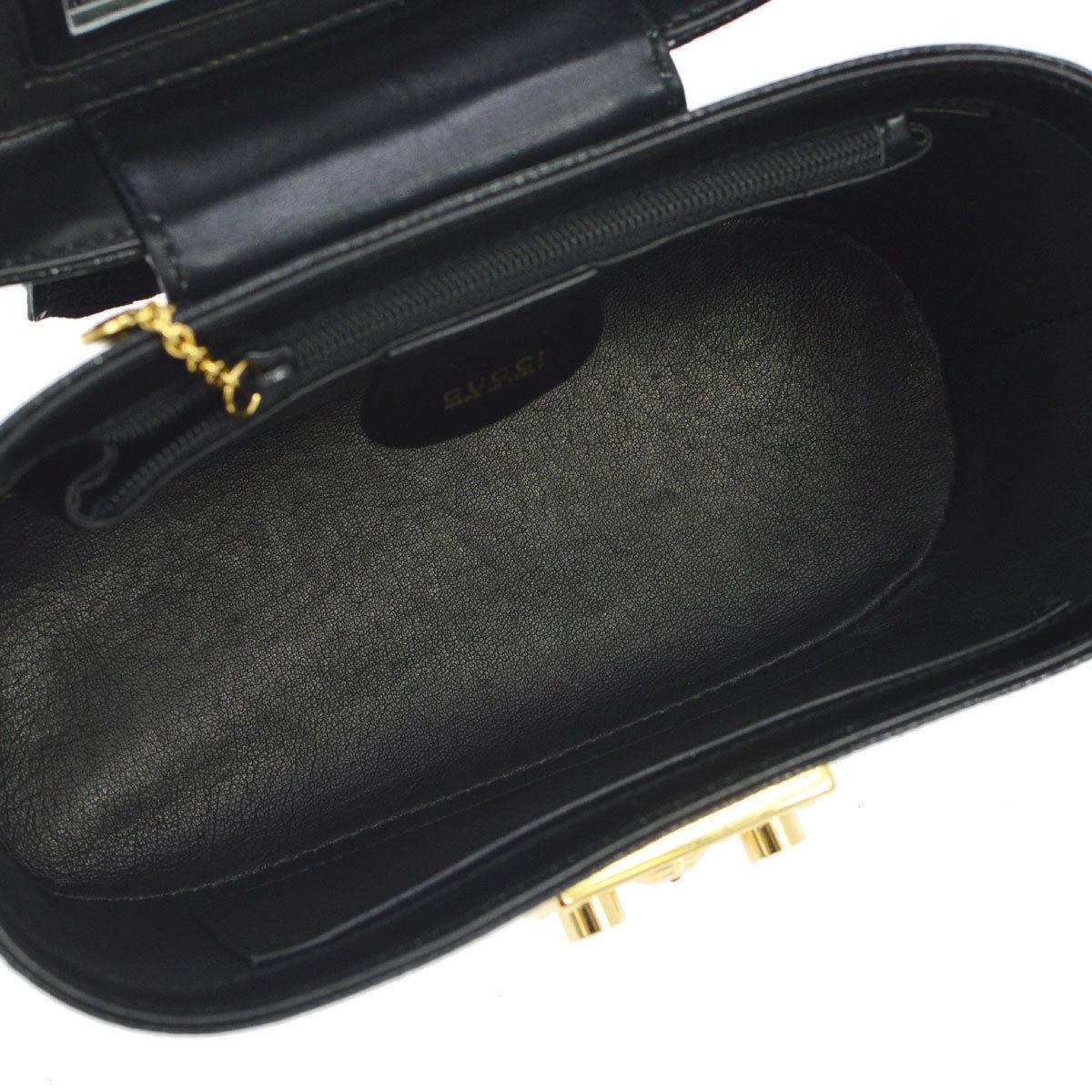 Gucci Black Lizard Leather Top Handle Satchel Vanity Style Mini Small Bag 3