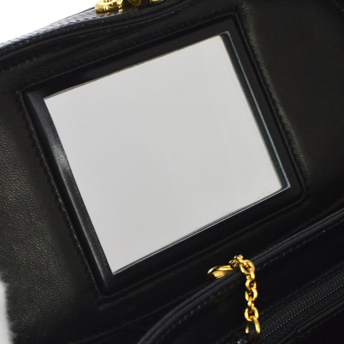 Gucci Black Lizard Leather Top Handle Satchel Vanity Style Mini Small Bag 2