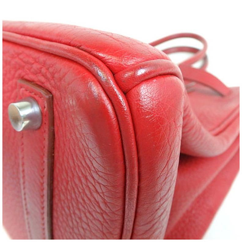Women's Hermes Birkin 35 Rouge Garance Clemence Leather Top Handle Satchel Tote Bag