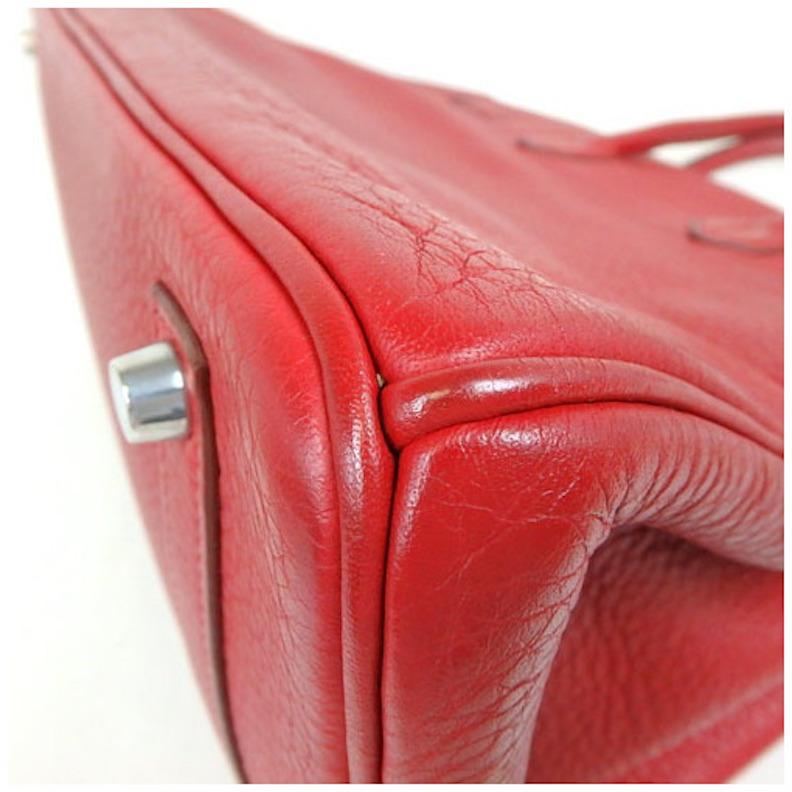 Hermes Birkin 35 Rouge Garance Clemence Leather Top Handle Satchel Tote Bag 1