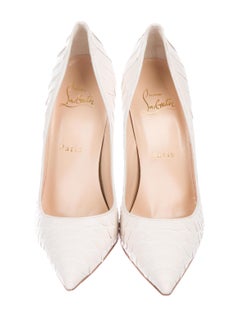 Christian Louboutin Winter White Snakeskin So Kate Evening Heels Pumps