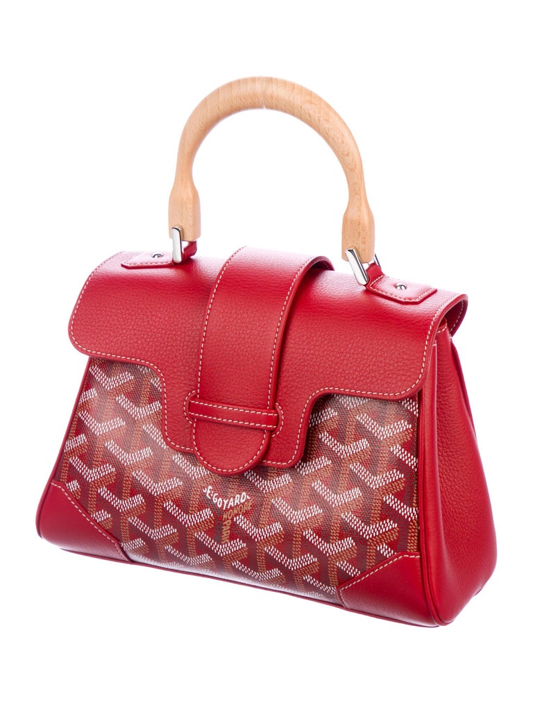 Goyard Red Monogram Logo Leather Kelly Style Top Handle Satchel Bag For Sale at 1stdibs