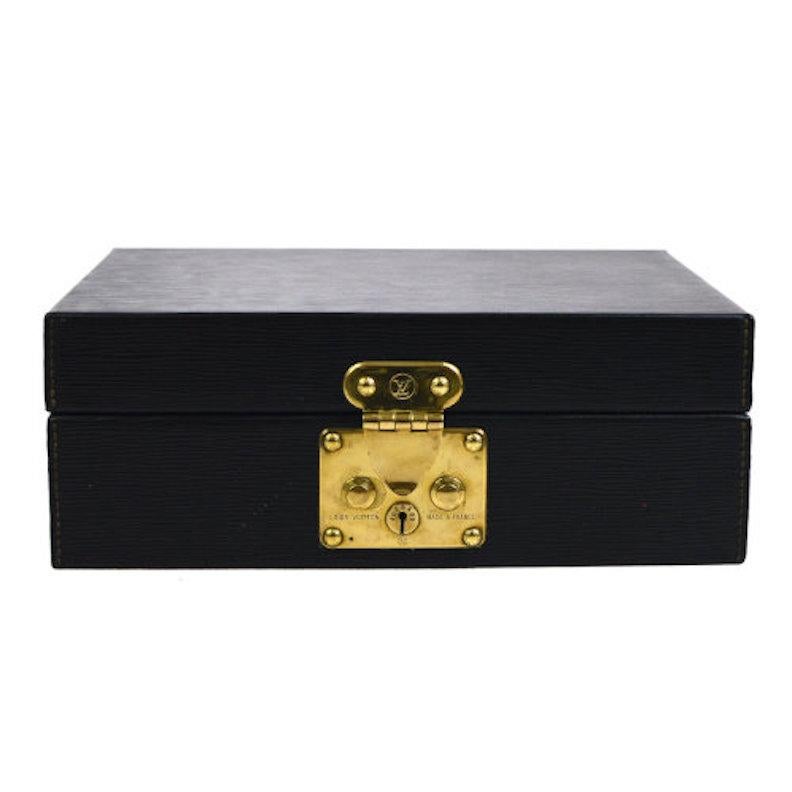 Louis Vuitton Black Leather Gold Hardware Men's Humidor Cigar Storage Box