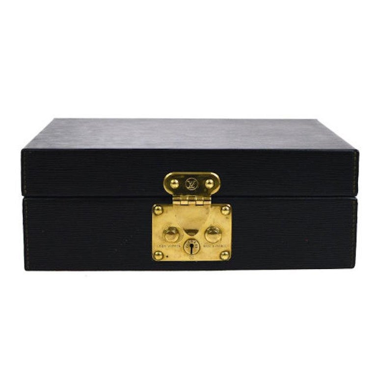 Louis Vuitton Black Leather Gold Hardware Men&#39;s Humidor Cigar Storage Box For Sale at 1stdibs