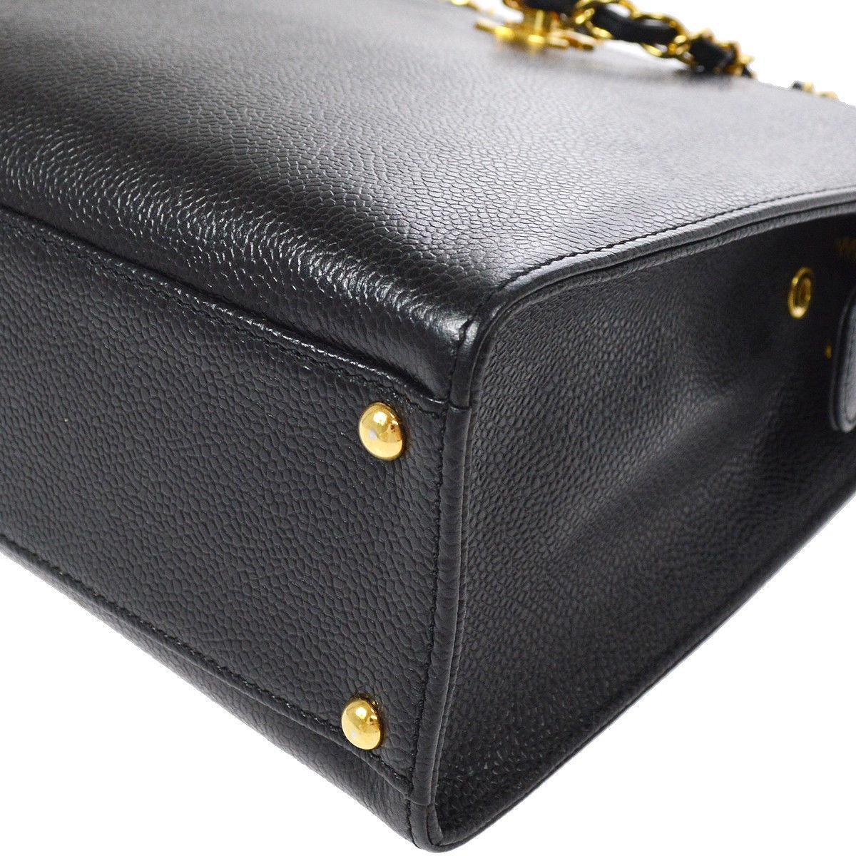 Chanel Black Caviar Leather Zip Carryall Travel Shopper Shoulder Tote Bag 1