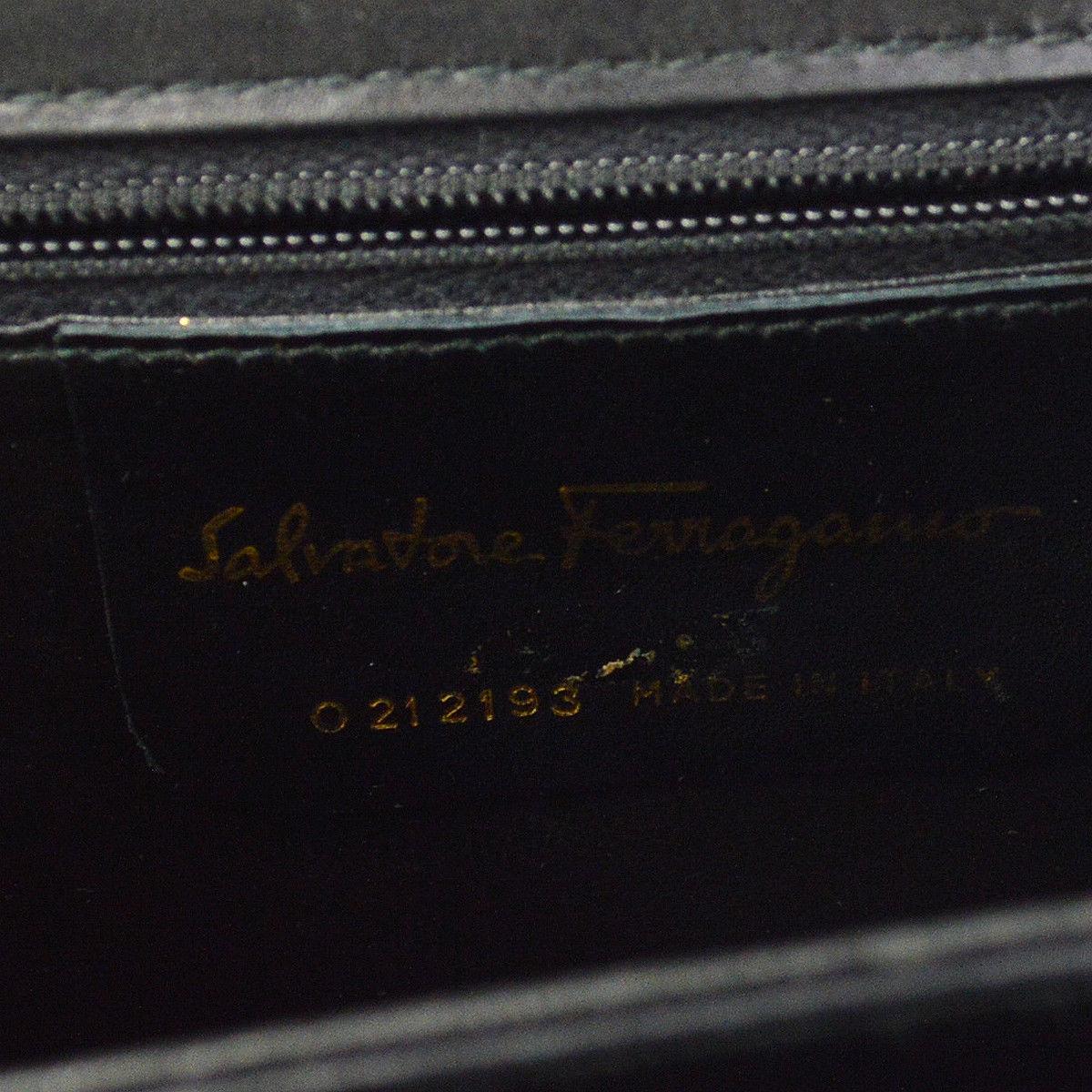 Women's Salvatore Ferragamo Black Leather Gold 2in1 Kelly Style Top Handle Shoulder Bag
