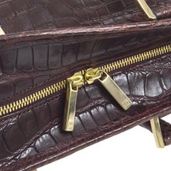 Loewe Chocolate Crocodile Leather Gold Doctor Evening Top Handle Satchel Bag