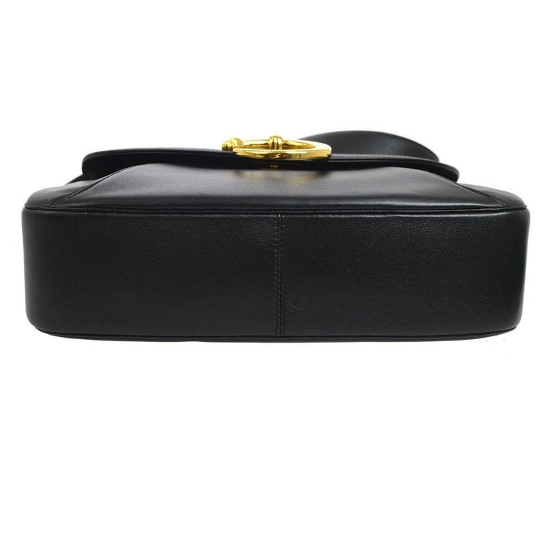 Cartier Black Leather Gold Emblem Logo Crossbody Shoulder Flap Bag in ...