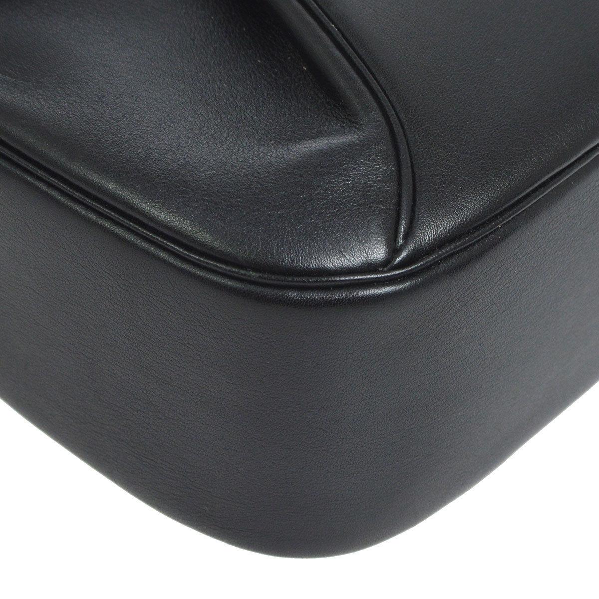 Cartier Black Leather Gold Emblem Logo Crossbody Shoulder Flap Bag 1