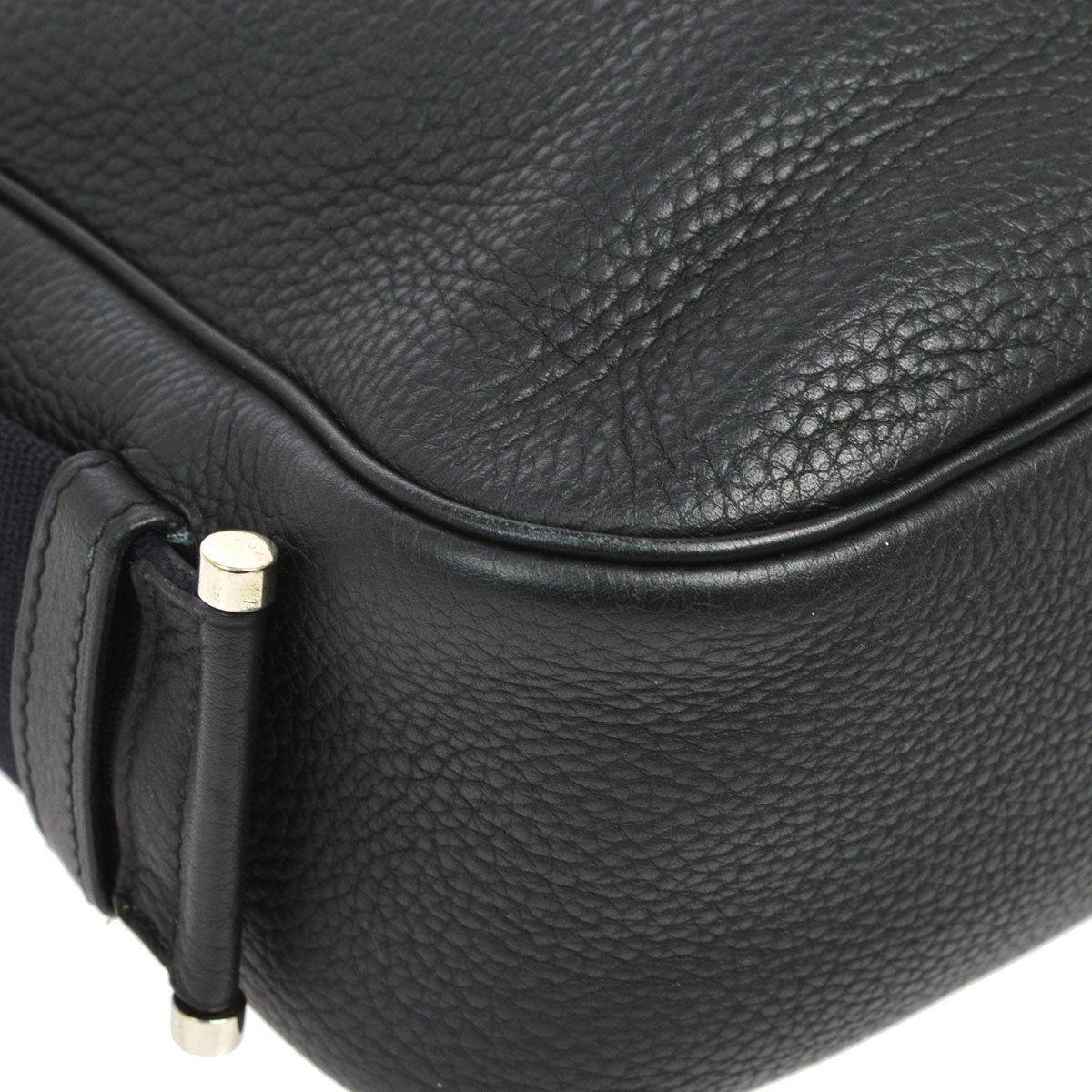 Women's Hermes Black Leather Silver Large Carryall Shoulder Crossbody Bag