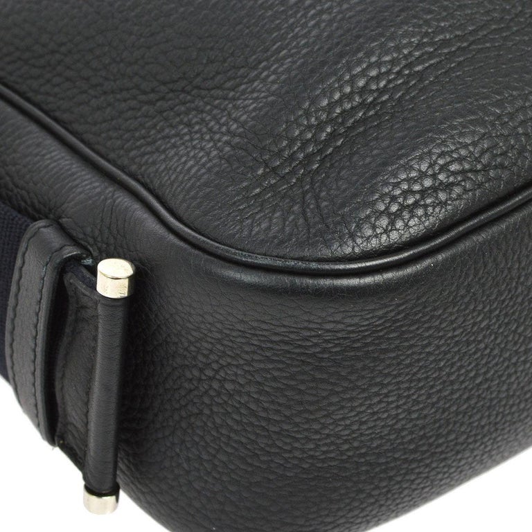 Hermes Black Leather Silver Large Carryall Shoulder Crossbody Bag at ...
