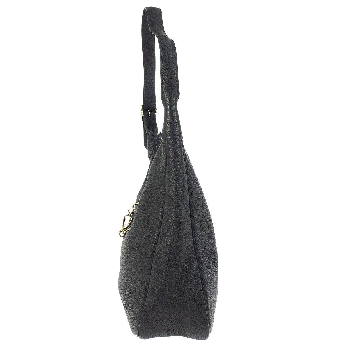 Women's Hermes Black Leather Silver Buckle Large Hobo Style Carryall Shoulder Bag