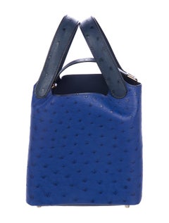 Hermes Leather Two Tone Blue Evening Small Top Handle Bucket Satchel Bag in Box