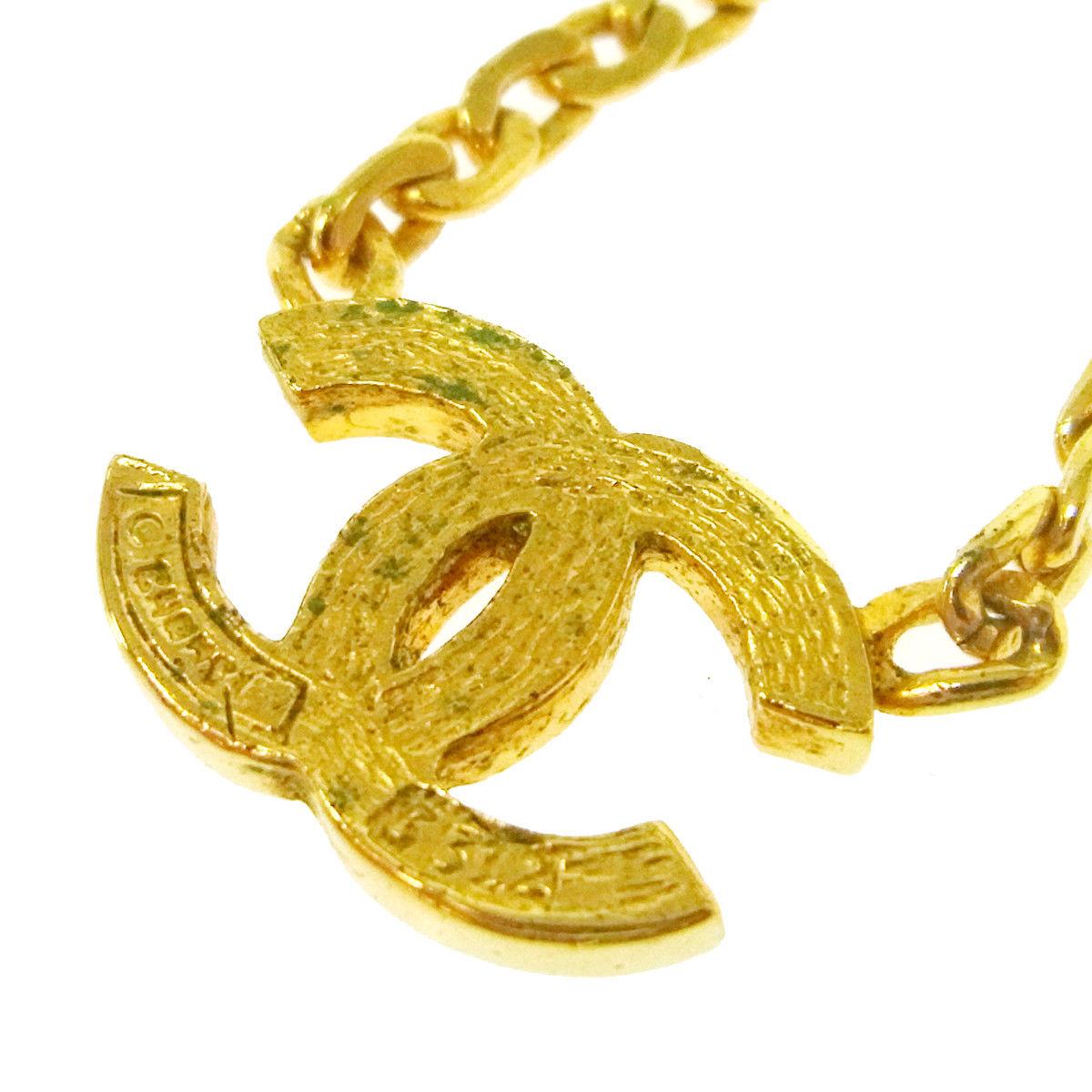 Chanel Gold Chain Link Rhinestone Charm Evening Necklace in Box In Excellent Condition In Chicago, IL