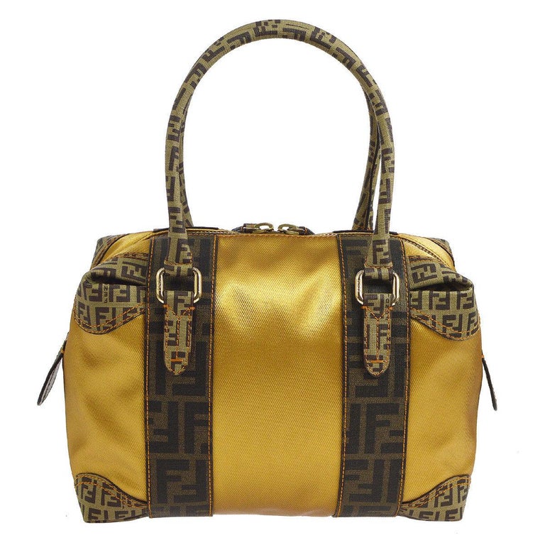 Fendi Monogram Canvas Nylon Logo Top Handle Satchel Speedy Style Tote Bag For Sale at 1stdibs