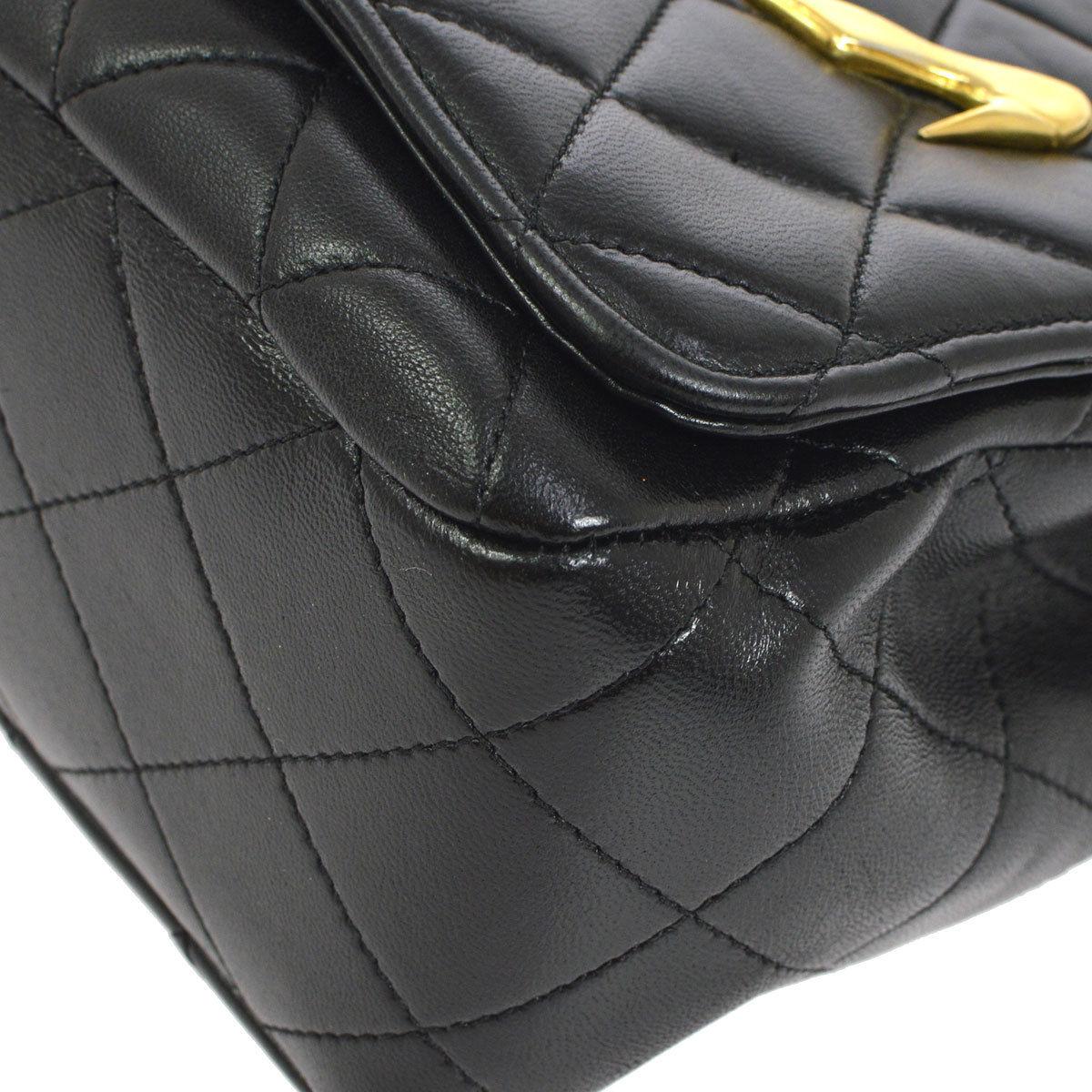 Chanel Rare Large Black Leather Gold Charms Evening Shoulder Flap Bag 1