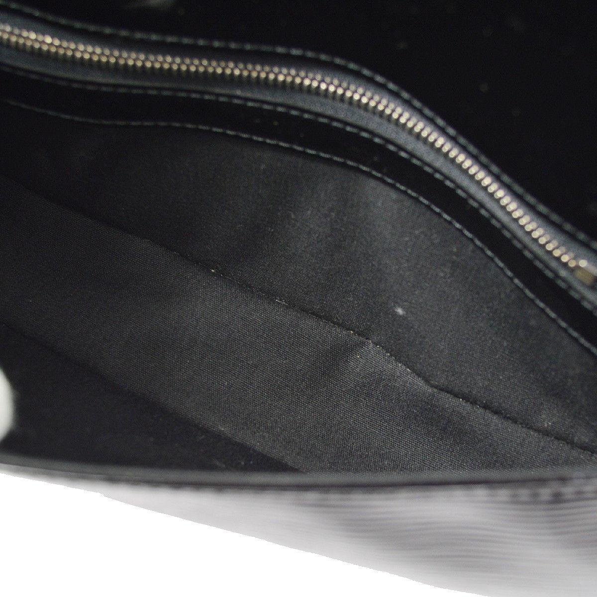 Louis Vuitton Black Patent Leather Large Silver LV Evening Clutch Flap Bag 1