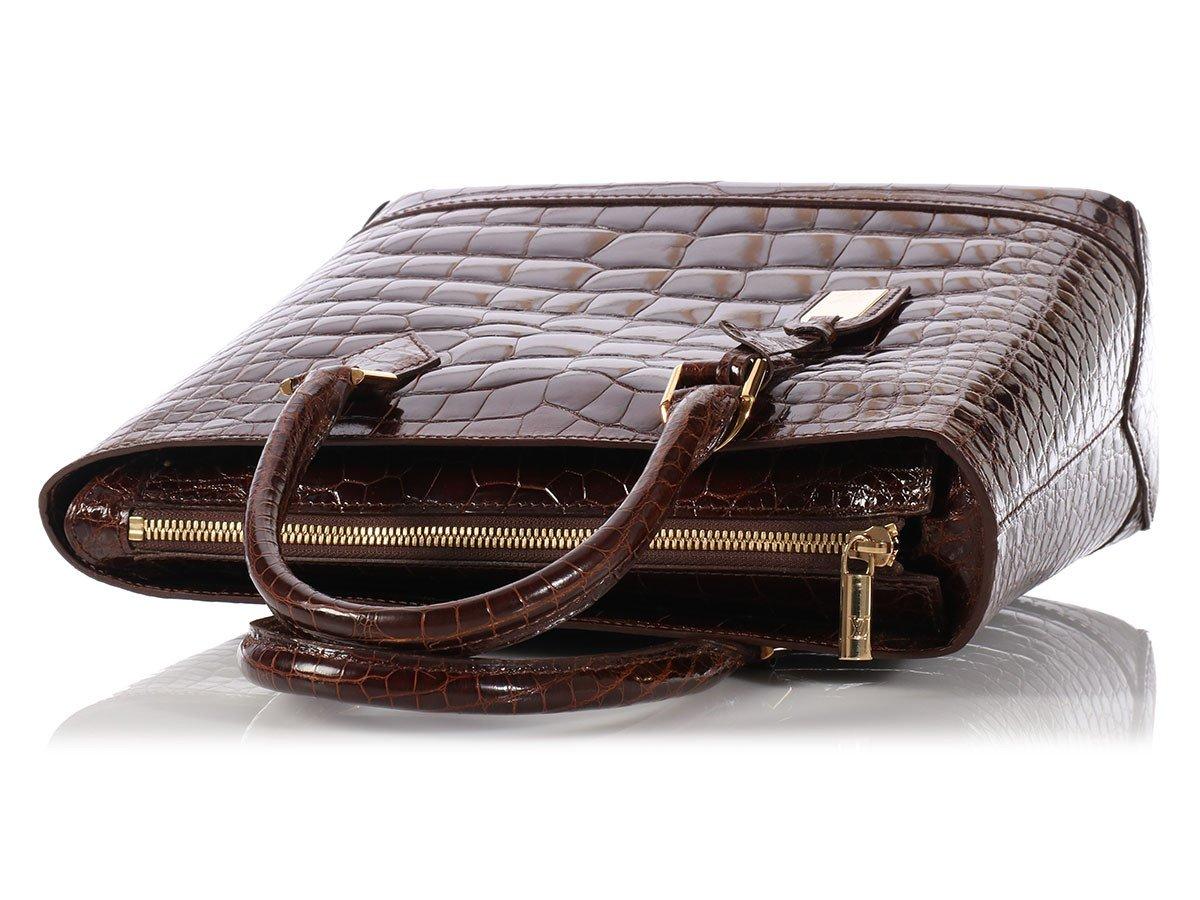 Black Louis Vuitton Alligator Exotic Gold 2 in 1 Top Handle Satchel Shoulder Bag