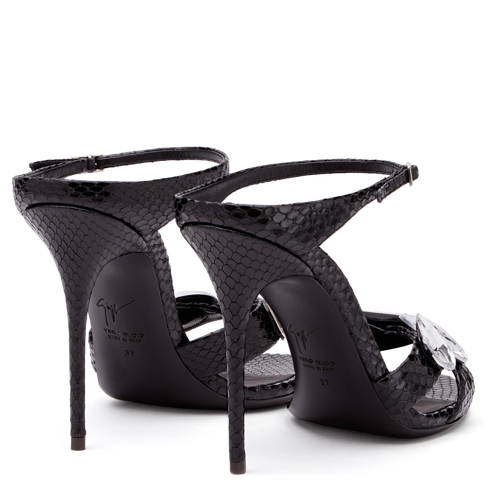 Giuseppe Zanotti NEW Black Leather Crystal Evening Slide In Mules Heels in Box 2