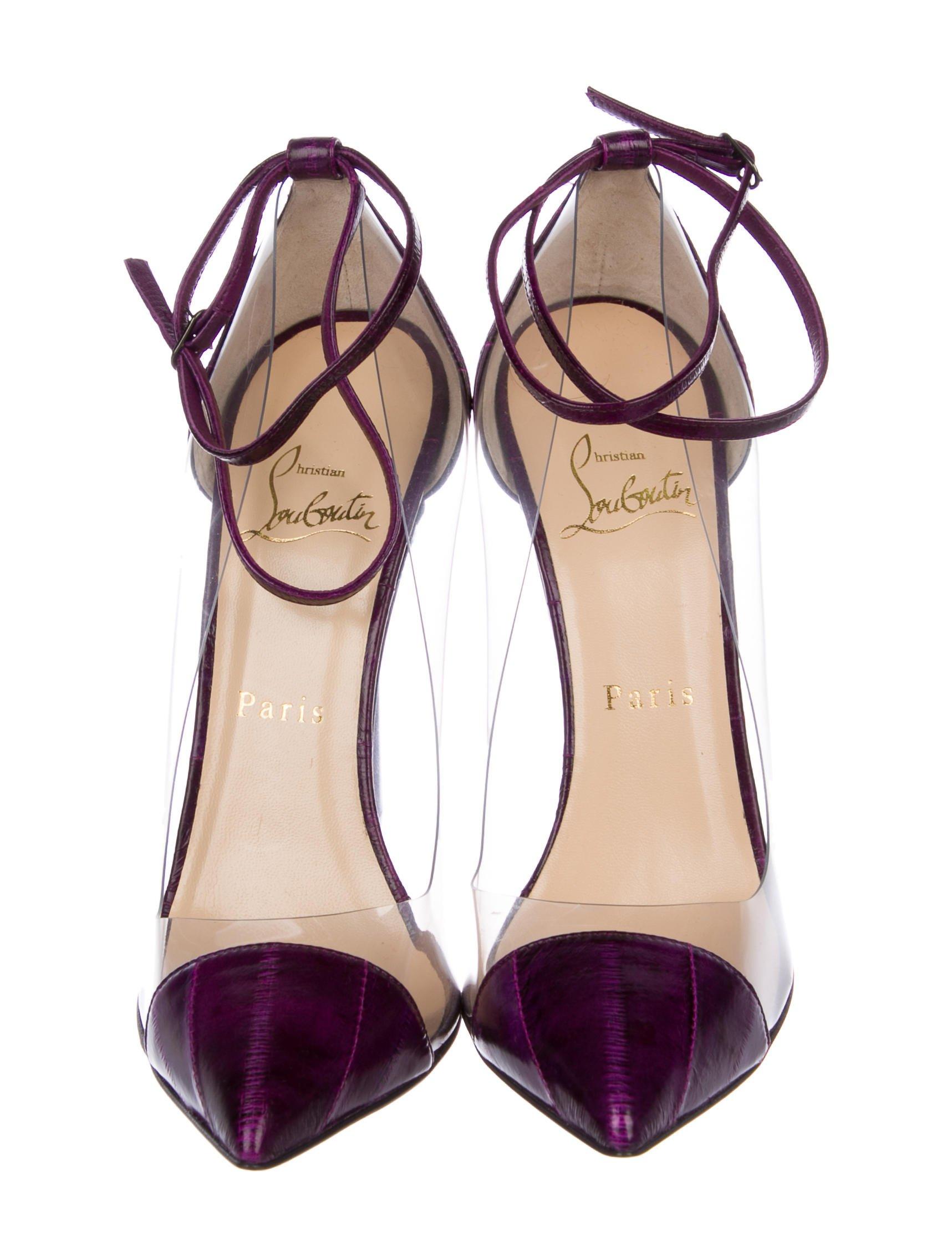 Christian Louboutin NEW Clear PVC Purple Leather Evening Pumps Heels in Box

Size IT 36.5
PVC
Eel
Ankle buckle closure
Made in Italy
Heel height 4.25