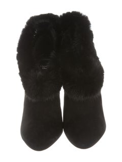 Christian Dior NEW Black Suede Fur Evening Ankle Booties Boots in Box
