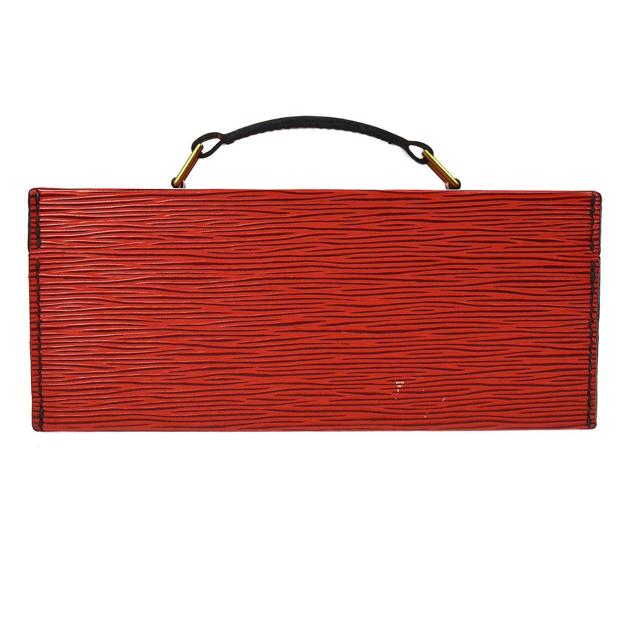 Women's or Men's Louis Vuitton Red Leather Top Handle Satchel Vanity Cosmetic Travel Bag