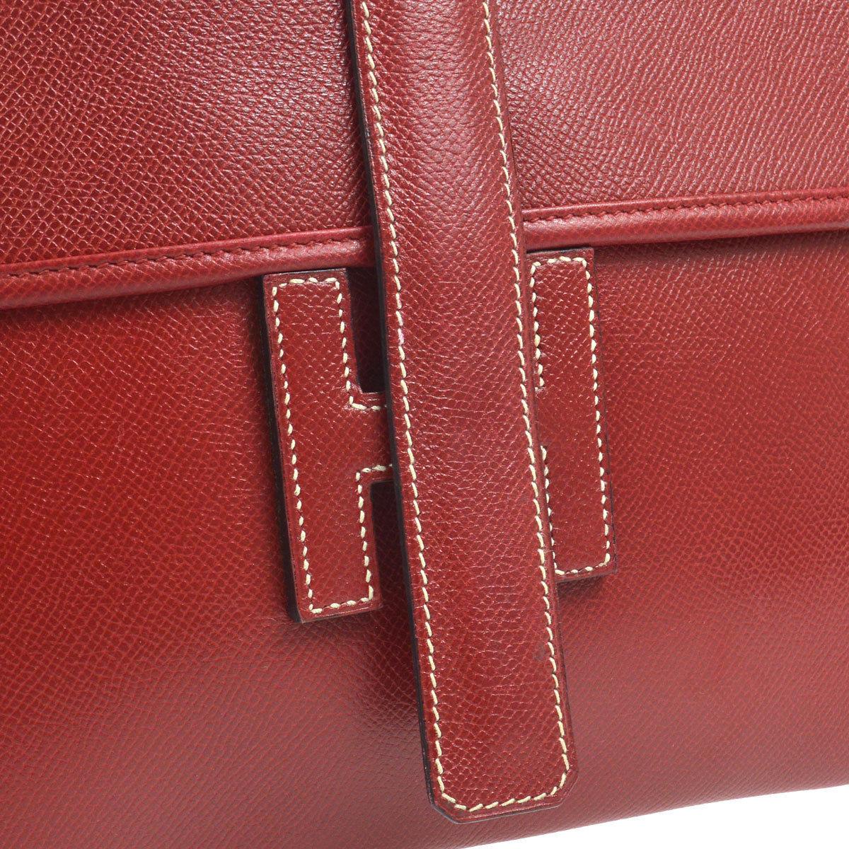 Hermes Red Leather 'H' Logo Charm Evening Envelope Clutch Bag (Rot)