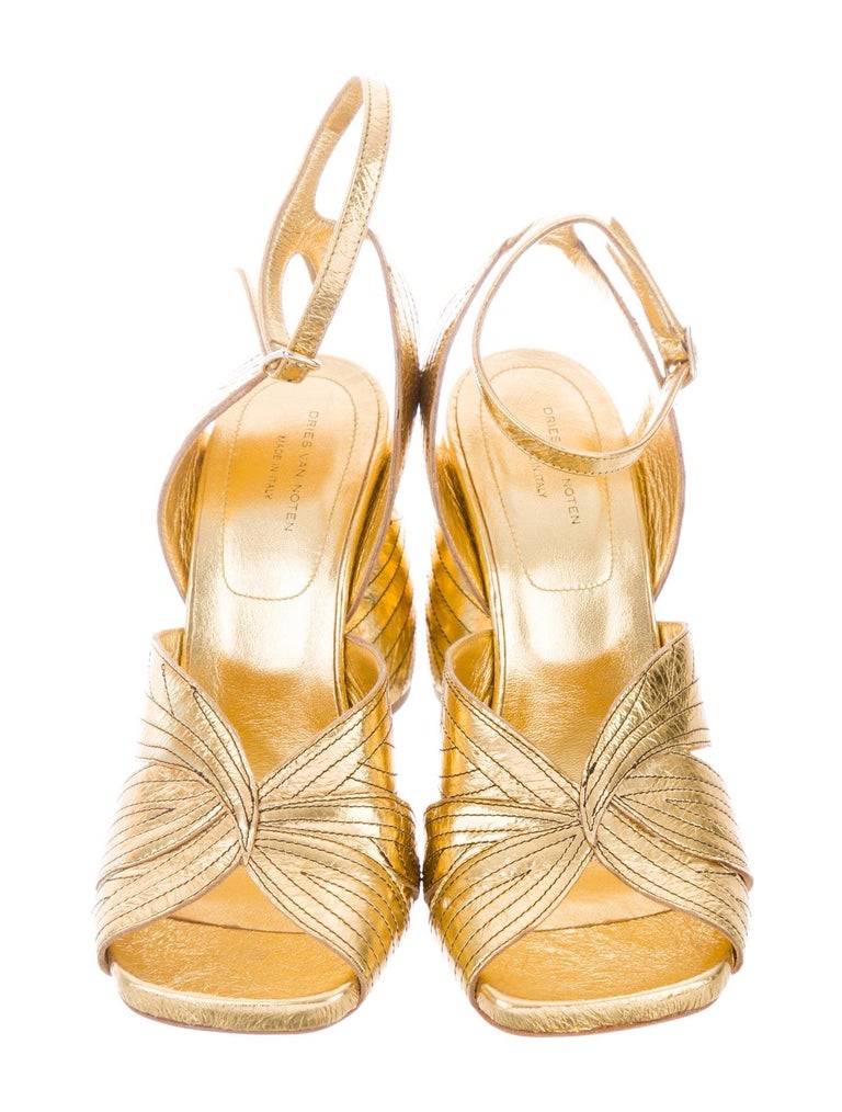 dries van noten gold sandals