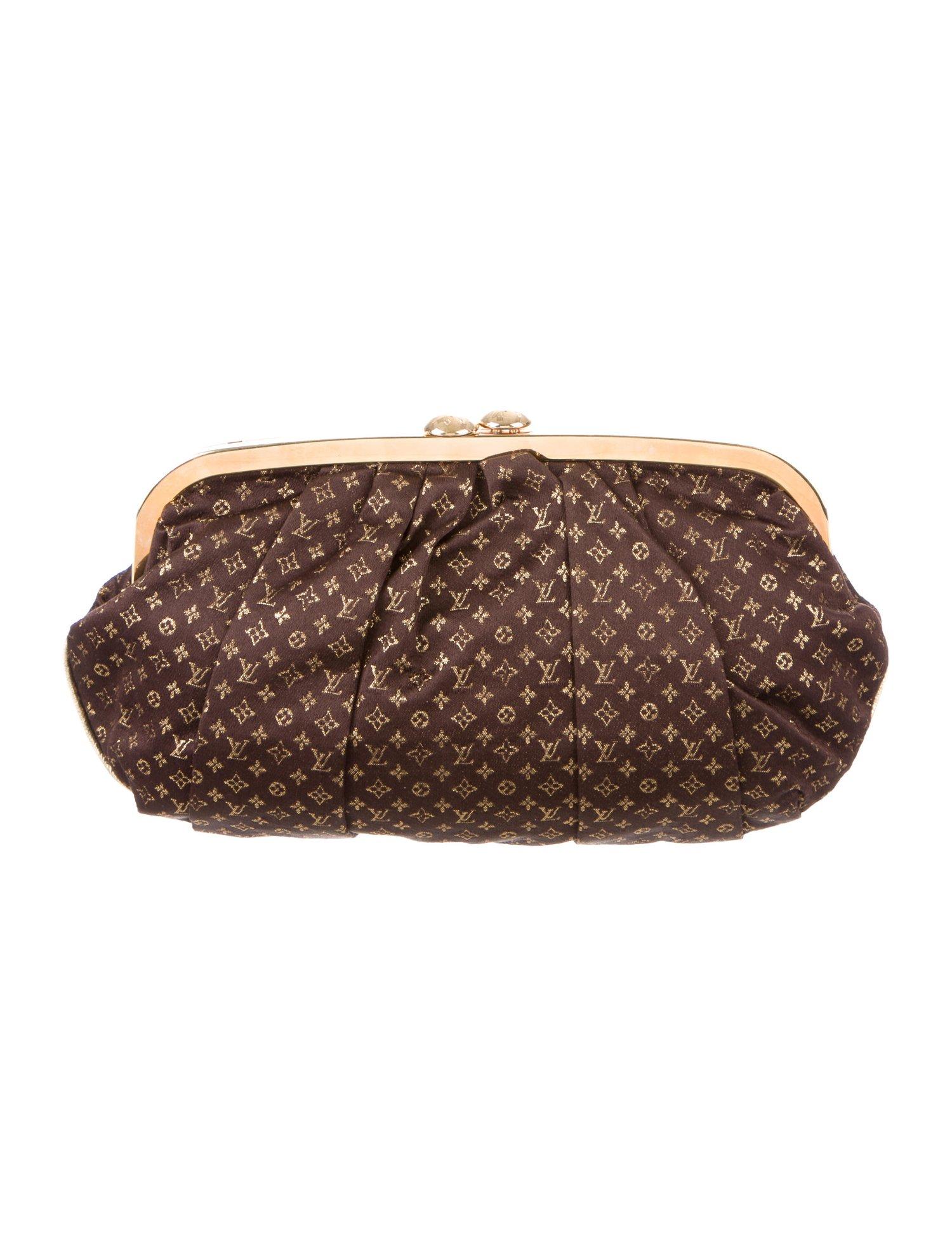 Women's Louis Vuitton Brown Gold Monogram Snakeskin 2 in 1 Evening Clutch Shoulder Bag