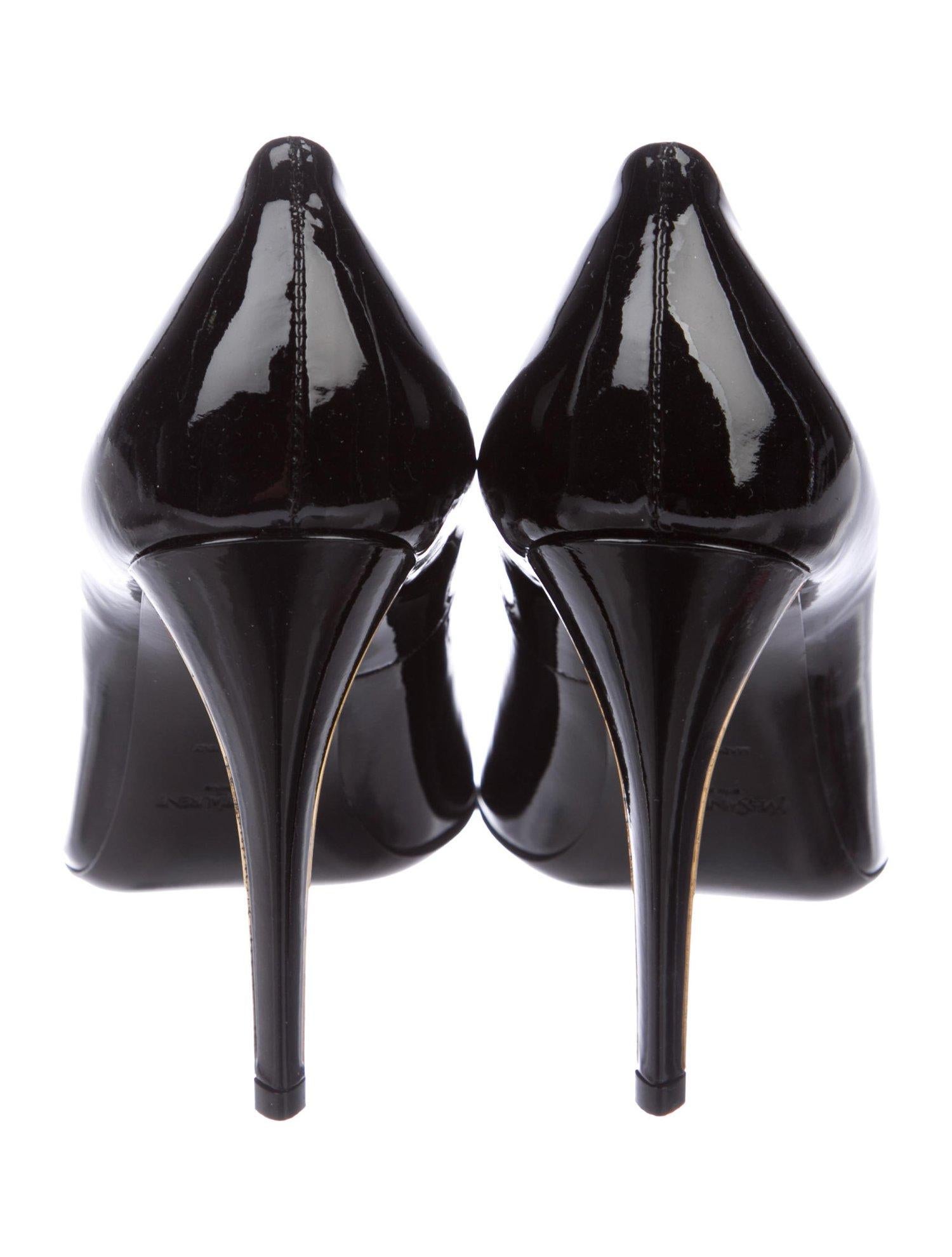Yves Saint Laurent YSL NEW Black Patent Leather Gold Heel Evening Pumps Heels 1