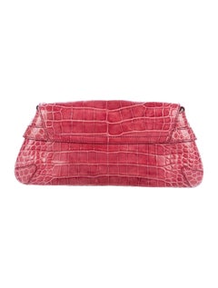 Gucci Alligator Leather Gold Evening 2 in 1 Envelope Clutch Shoulder Flap Bag