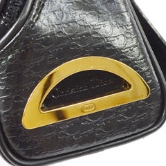 Christian Dior Black Monogram Logo Gold Small Top Handle Satchel Speedy Bag