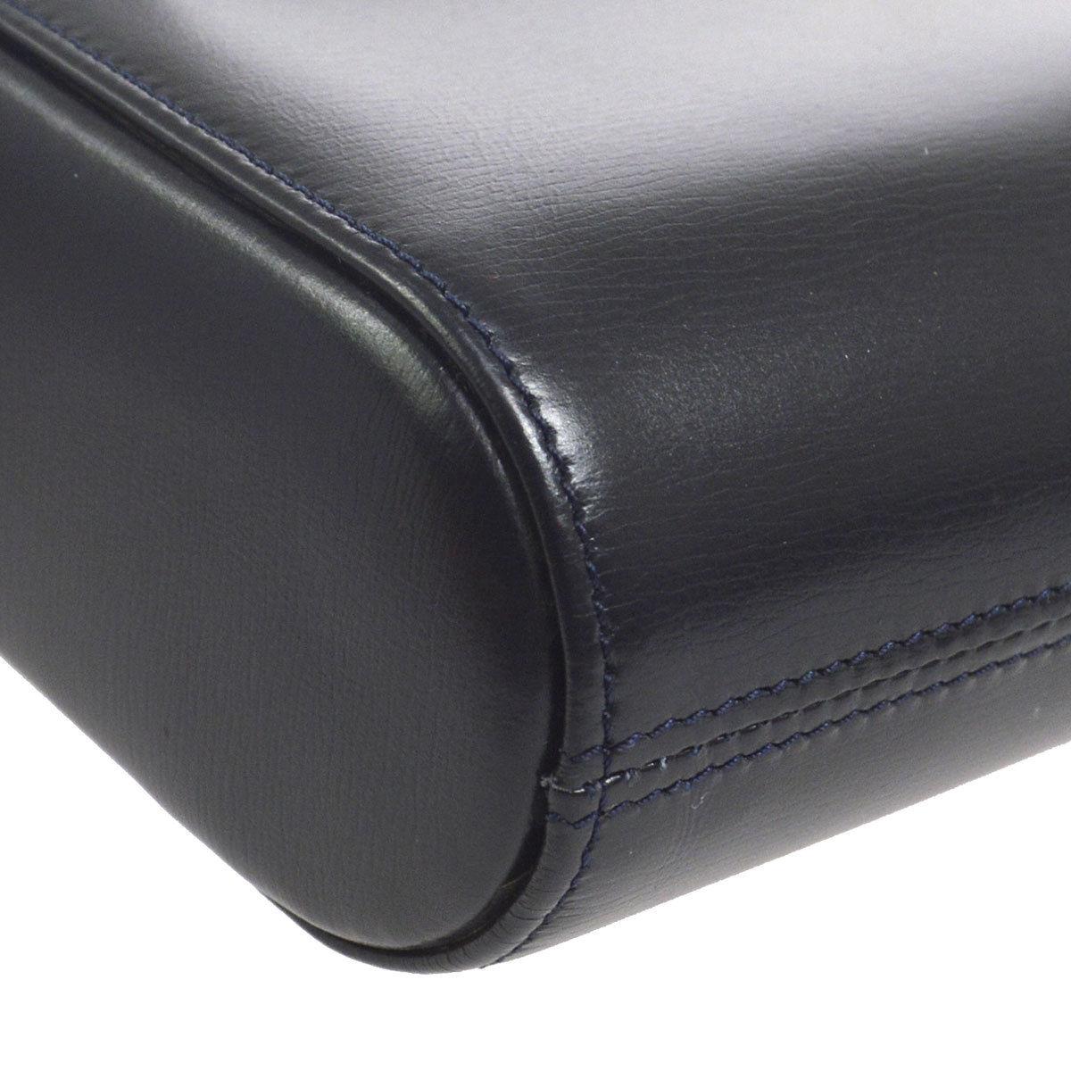 Women's Cartier Dark Midnight Blue Leather Gold Emblem Envelope Evening Clutch Flap Bag