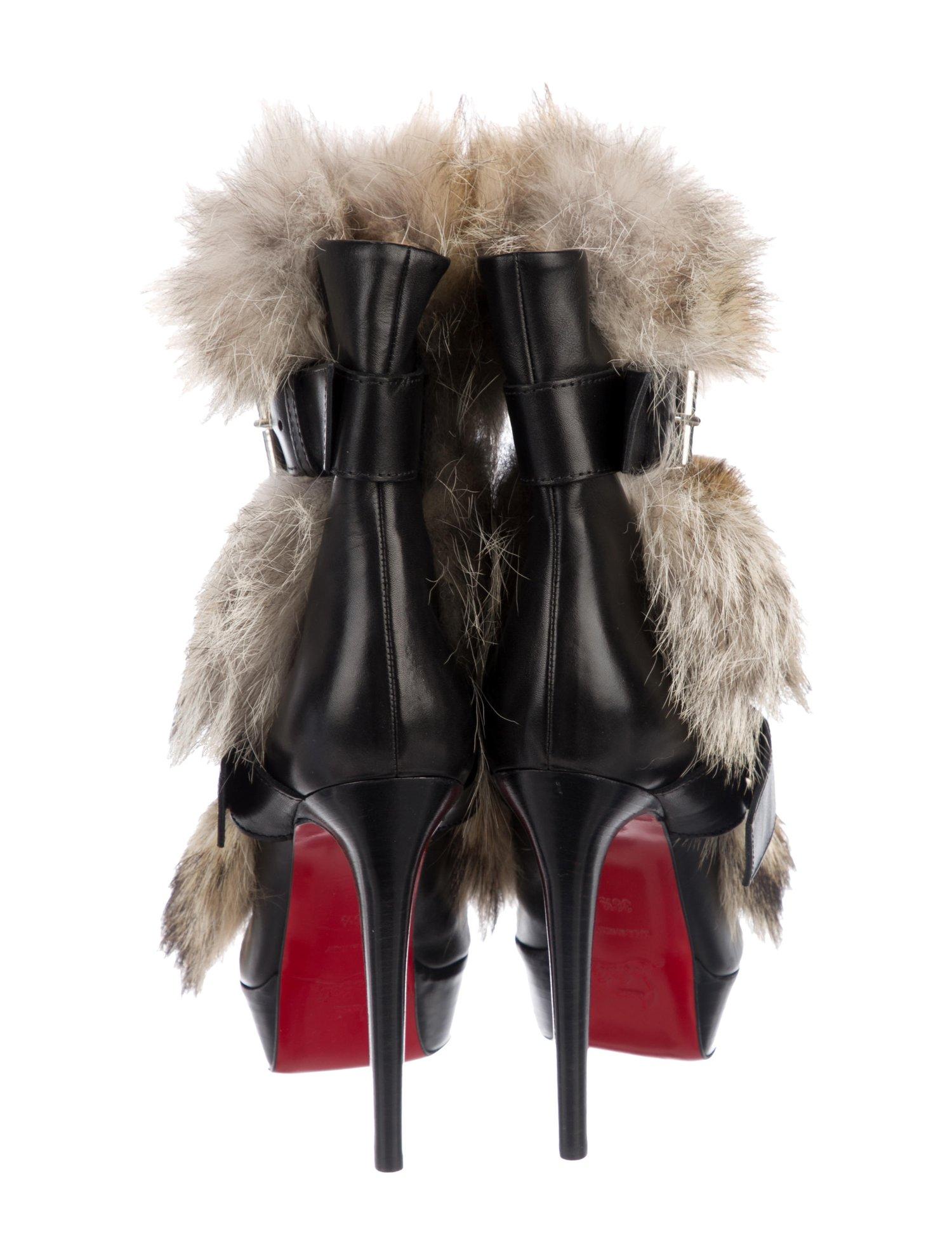 black fur boots heels