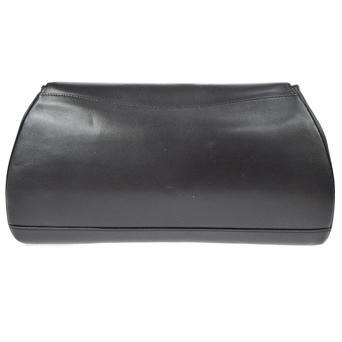 Cartier Black Leather Gold Emblem Envelope Evening Flap Clutch Bag 1