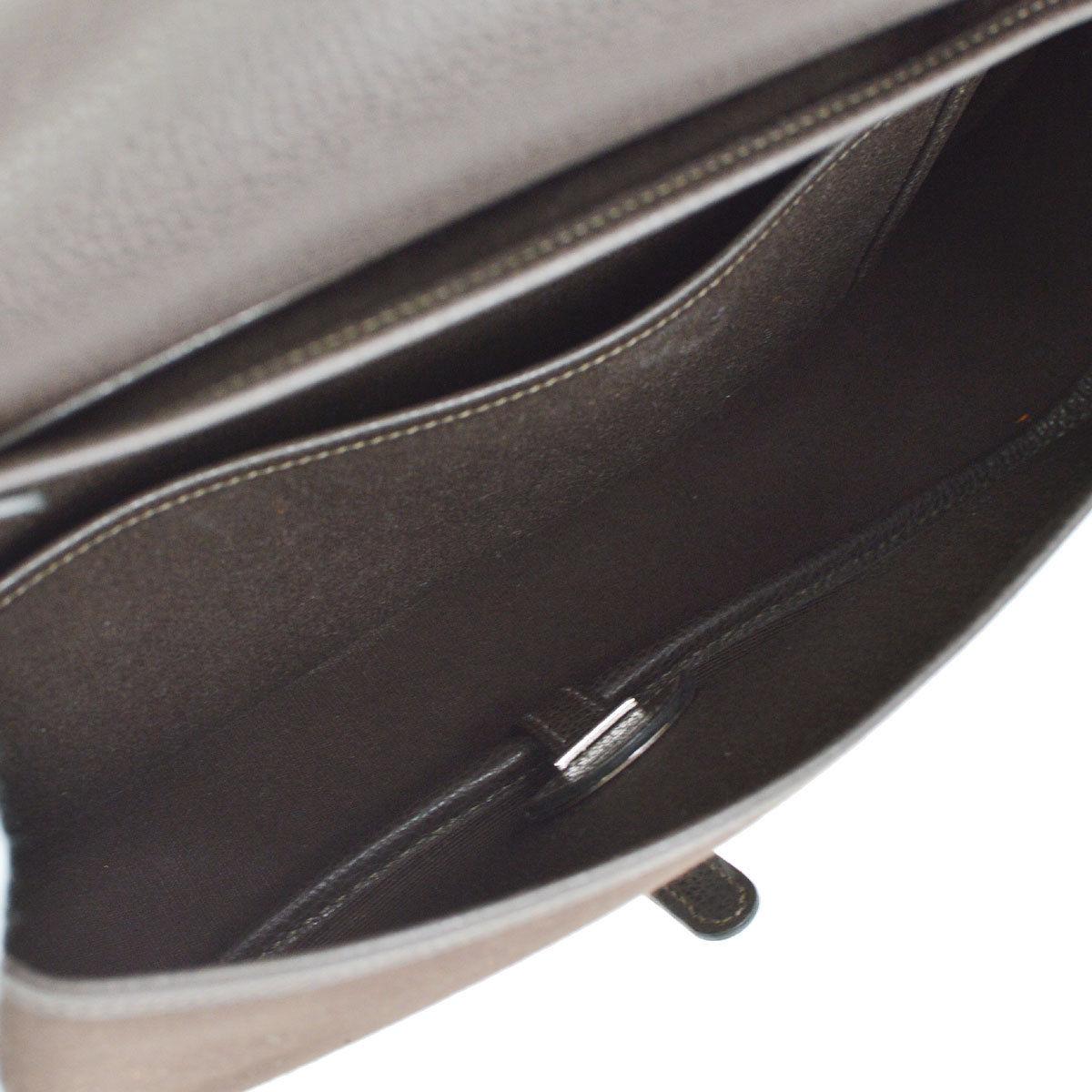 Hermes Black Leather Brown Canvas Carryall Crossbody Saddle Flap Shoulder Bag 2