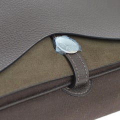 Hermes Black Leather Brown Canvas Carryall Crossbody Saddle Flap Shoulder Bag