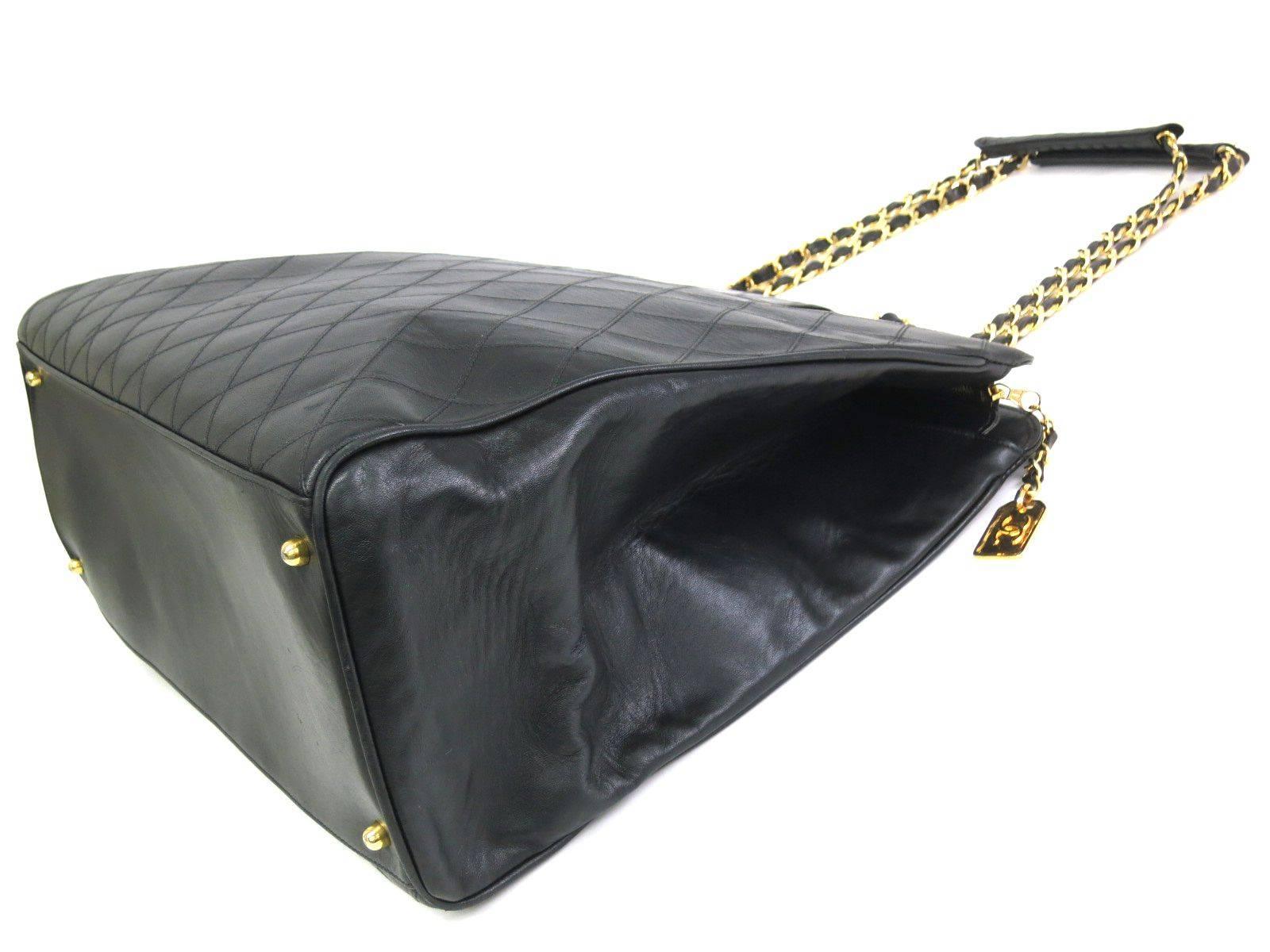 chanel vintage black quilted jumbo weekender tote