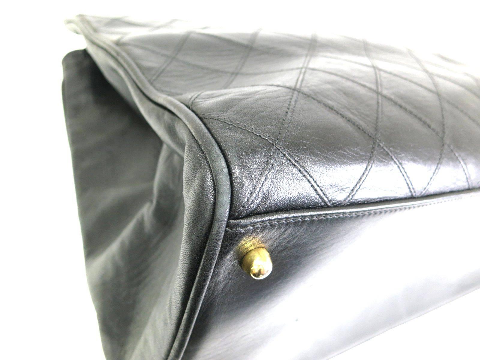 Chanel Vintage Black Quilted Calfskin Supermodel Weekender Shoulder Bag In Good Condition In Chicago, IL