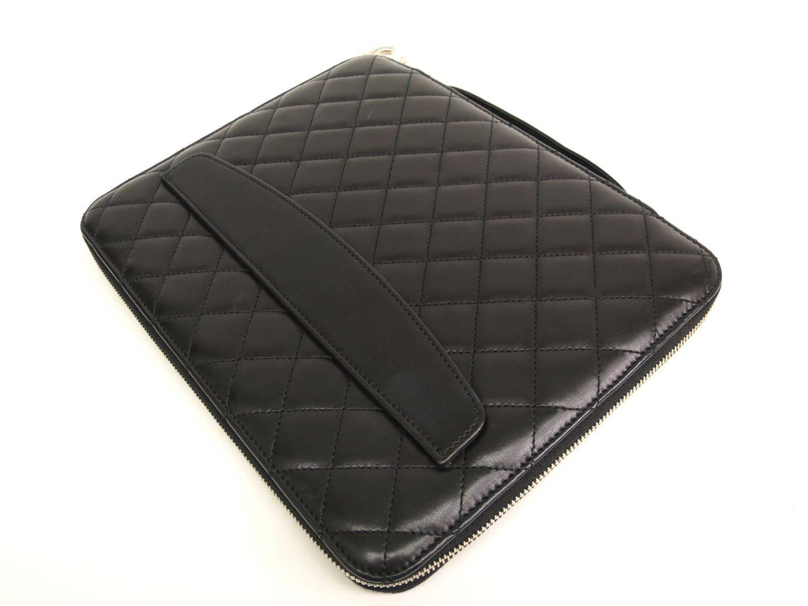 Chanel Lambskin iPad Tablet Tech Accessory Carrying Case In Good Condition In Chicago, IL