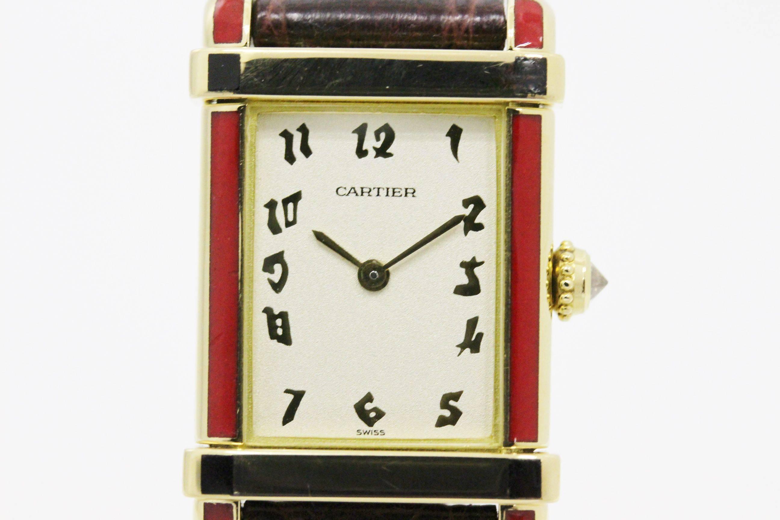 CURATOR'S NOTES

WOW!  LIMITED TIME PRICE REDUCTION!

Sure, a lot of people have the Cartier Tank, but what about the Cartier Tank Chinoise?  We think not.  Stunning and rare Cartier 18kt gold Tank Chinoise timepiece.

18kt yellow
