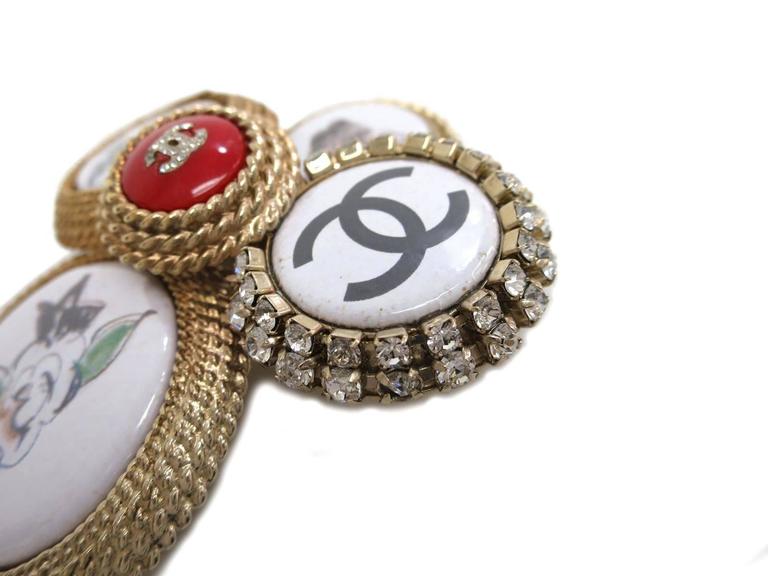 Chanel Gold Rhinestone Charm Pin Brooch at 1stDibs