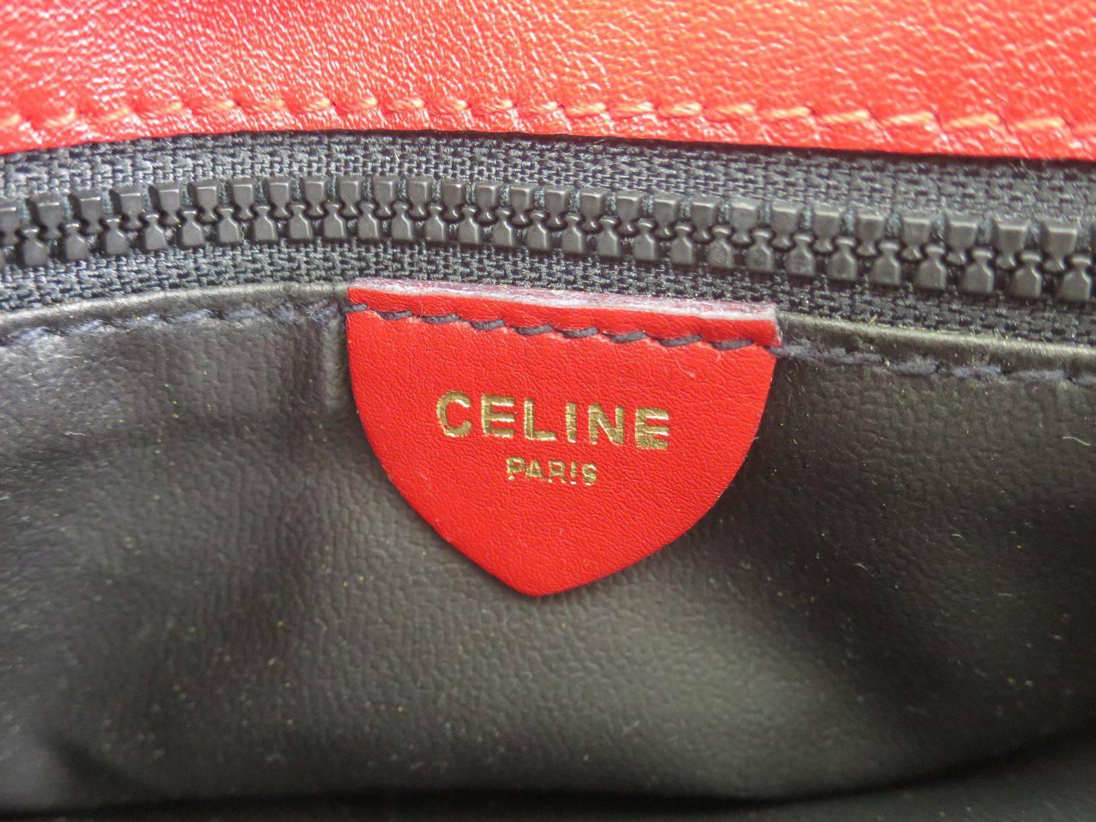 Celine Red Lambskin Leather Flap Gold Chain Shoulder Bag 1