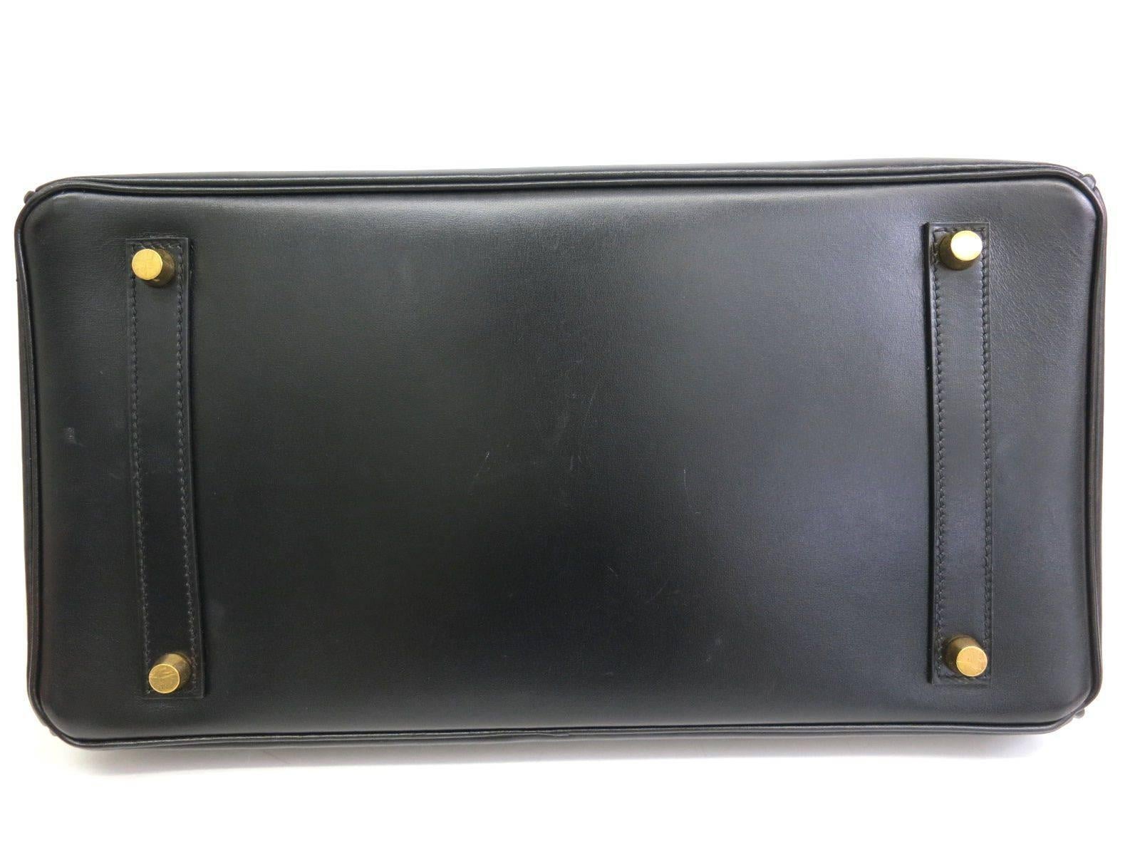 Hermes Birkin 35 Black Box Calf Gold Hardware In Good Condition In Chicago, IL