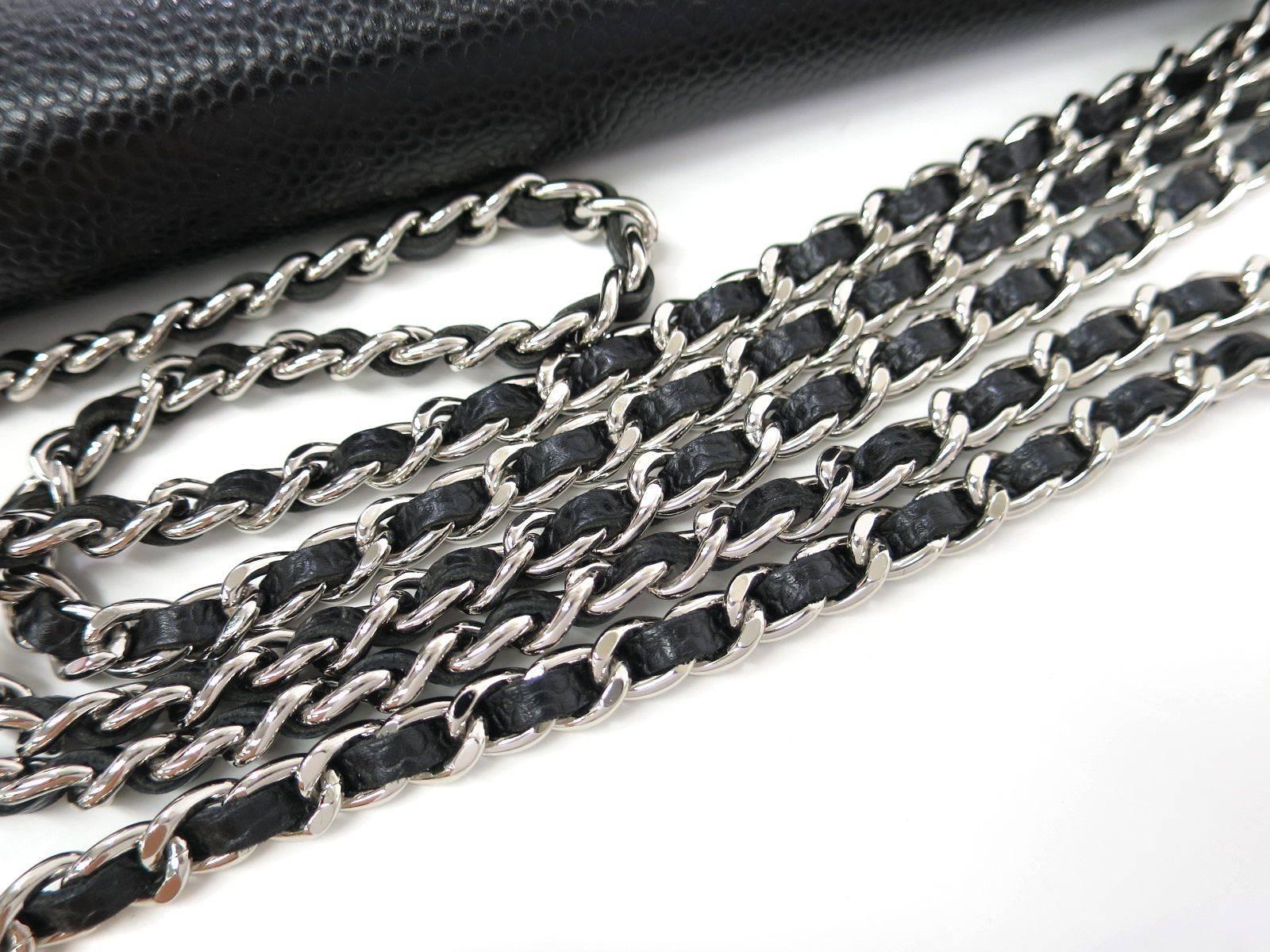 Chanel Black Caviar Leather WOC Wallet on a Chain  In Excellent Condition In Chicago, IL