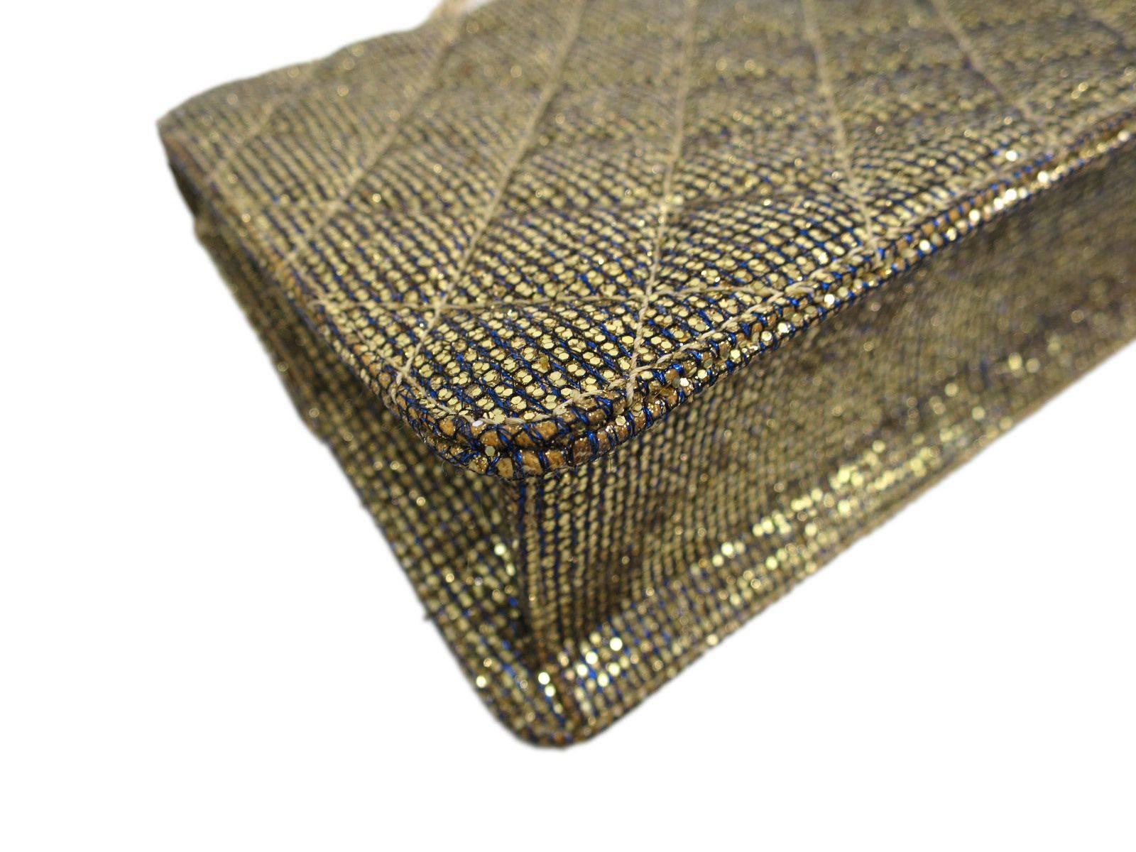 Chanel 2.55 Gold Lame Canvas Flap Gold Chain Shoulder Bag 1