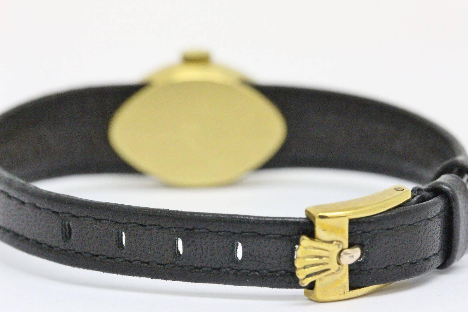 Rolex Vintage 18kt Yellow Gold and Black Leather Chameleon Wrist Watch 1